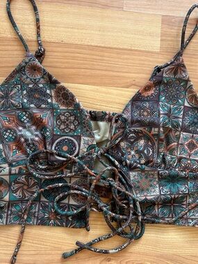 Cider Boho halter top with front ties